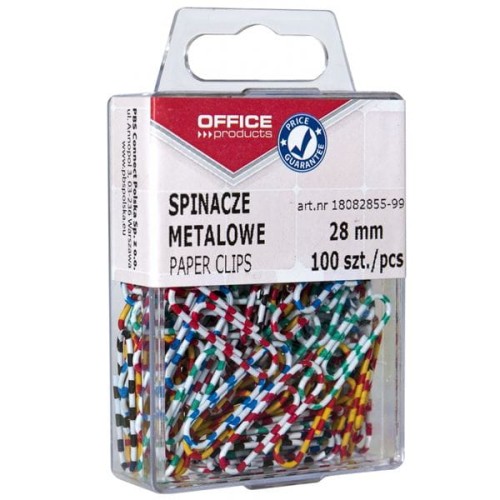 Spinacze biurowe 28mm OFFICE PRODUCTS powlekane 100szt zebra /18082855-99/