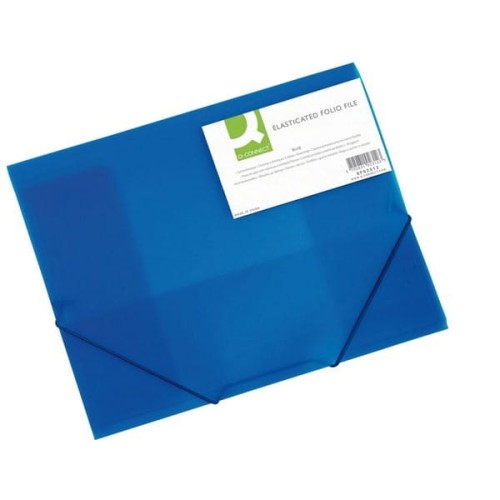 Teczka z gumką Q-Connect, PP, A4, 400mikr., 3-skrz., transparentna niebieska /KF02312/