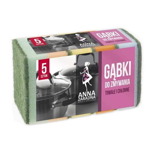 Gąbka do zmywania/do naczyń ANNA ZARADNA duża 5szt. /PG-5192/