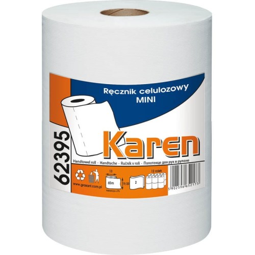Ręcznik papierowy KAREN celuloza 2 warstwy 65m biały śr. 13cm wys. 19/20cm 1szt.