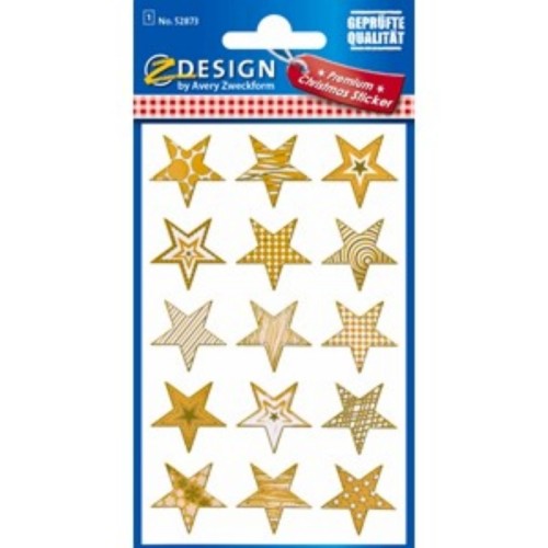 Naklejki Z-DESIGN błyszczące AVERY ZWECKFORM złote gwiazdki 15szt