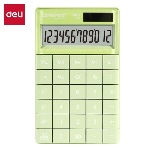 Kalkulator 12 pozycyjny DELI LONGREEN EM412 zielony