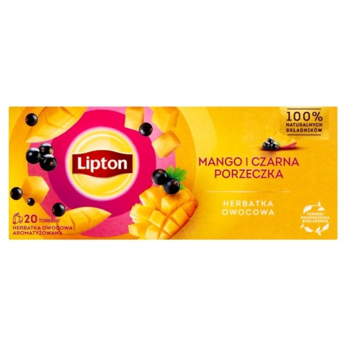 Herbata owocowa LIPTON MANGO z czarną porzeczką z zawieszką 20szt.