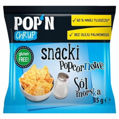 Chipsy popcornowe 35g POP'N CHRUP sól morska
