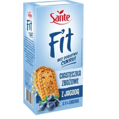 Ciastka zbożowe 300g SANTE fit bez cukru z jagodą