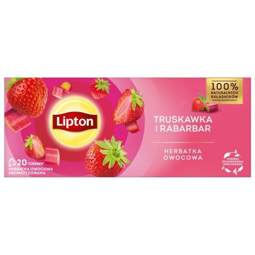 Herbata owocowa LIPTON truskawka z rabarbarem z zawieszką 20szt.