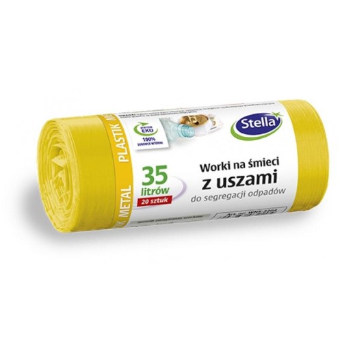 Worki na śmieci 35L 23µm LDPE STELLA do segregacji żółte 20szt.
