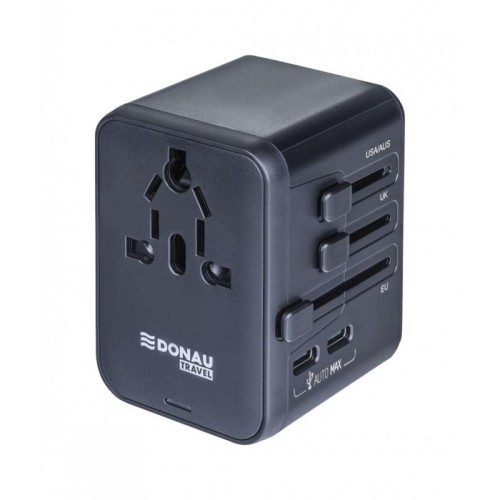 Adapter podróżny EU,UK,USA,AUS,2x USB-A1/A2,2x USB-C1/C2 DONAU TRAVEL 521 czarny