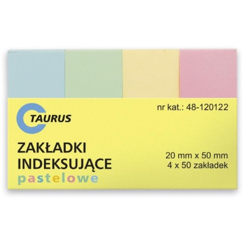 Zakładki indeksujące TAURUS 20x50mm papierowe pastel 4x50szt.