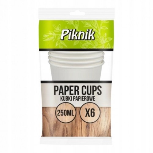 Kubki papierowe 250ml EKO PIKNIK 6szt.