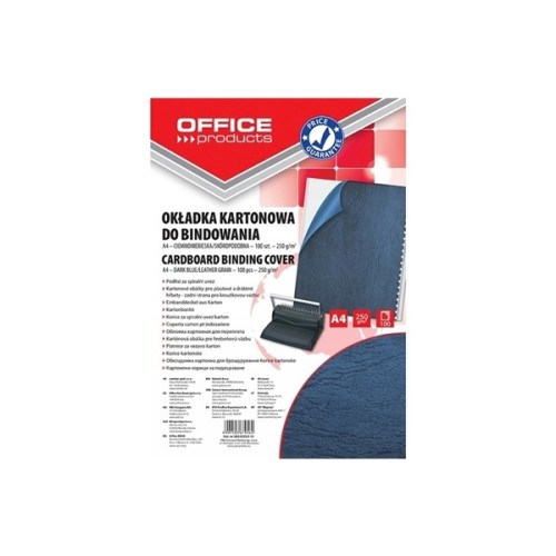 Okładka do bindowania A4 skóropodobna OFFICE PRODUCTS niebieska 100szt.