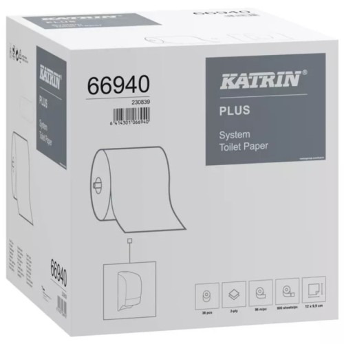 Papier toaletowy CELULOZA 2-warstwowy biały 2x15g 96m KATRIN PLUS SYSTEM 36szt.