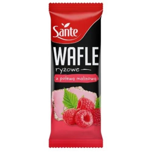 Wafle ryżowe 66g SANTE z polewą malinową