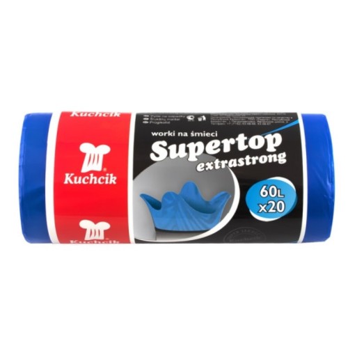 Worki na śmieci 60L HD-LD 17µm KUCHCIK SUPERTOP extra strong niebieskie 20szt.