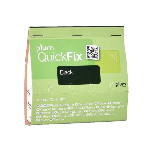 Plastry z opatrunkiem z tkaniny poliestrowej PLUM QUICKFIX BLACK 72x25mm 45szt.
