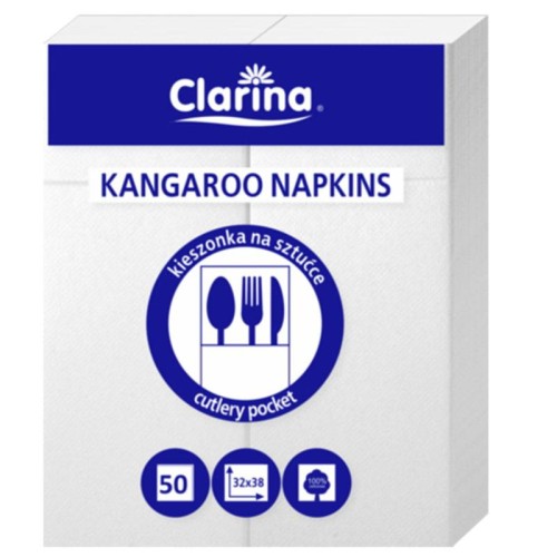 Serwetki CLARINA "kangurek" 32x38 białe 50 szt