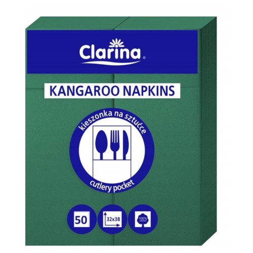 Serwetki CLARINA "kangurek" 32x38 ciemno zielone 50 szt