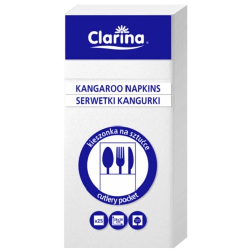 Serwetki kangurek Clarina 38x38 białe 25 szt