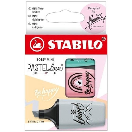 Zakreślacz 2,0-5,0mm STABILO BOSS mini PASTELLOVE 3 kolory pastelowe turkusowy różowy szary 3szt. /07/03-49/