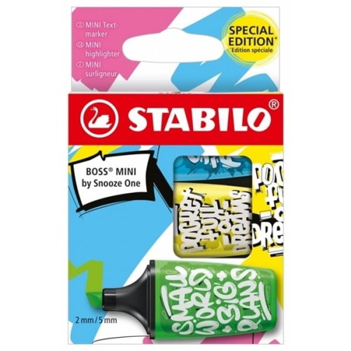 Zakreślacz 2,0-5,0mm STABILO BOSS mini BY SNOOZE ONE żółty niebieski zielony 3szt. /07/03-61/
