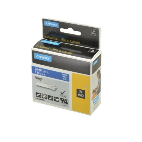 Taśma DYMO 24mm/5,5m winylowa podkład biały nadruk niebieski