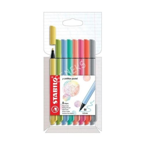 Cienkopis 0,8mm STABILO POINTMAX 8 kolorów etui kartonowe /488/8-02/