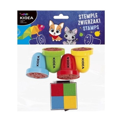 Pieczątki zwierzaki duże + poduszka z tuszem KIDEA  /SZDPTKA/