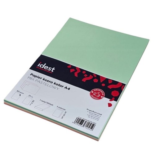 Papier ksero kolor A4/80 IDEST mix pastelowy 100szt
