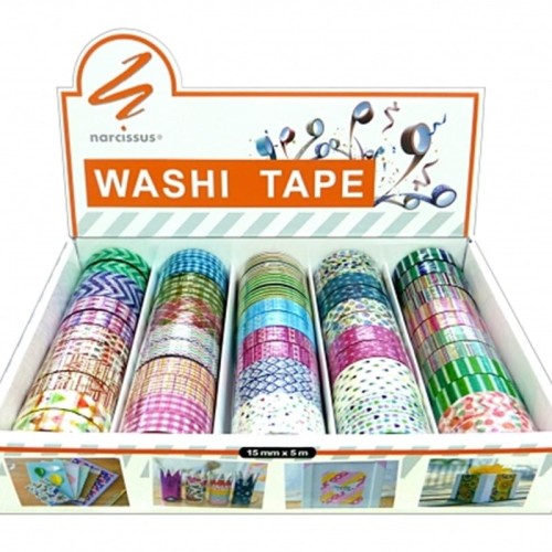 Taśma klejąca/dekoracyjna 15mm x 5m NARCISSUS WASHI TAPE mix wzorów 1szt. /WT/