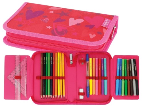 Piórnik Herlitz Sweet Hearts z wyposażeniem 31 części różowy
