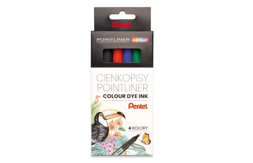 Cienkopis 0,4mm PENTEL POINTLINER COLOUR 4 kolory 4szt.