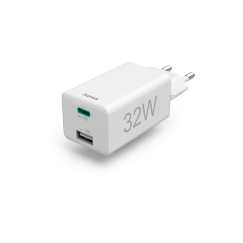 Ładowarka do telefonu HAMA MINI 32W USB-C USB-A szybkie ładowanie biała  1szt.
