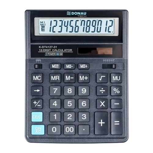 Kalkulator 12 pozycyjny DONAU TECH K-DT4127-01 203x158x31mm czarny /K-DT4127-01/