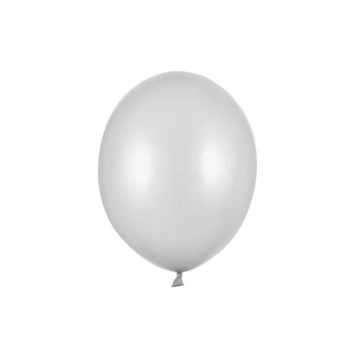 Balony 30cm PARTYDECO STRONG METALLIC metaliczne srebrne/METALLIC SILVER SNOW 1szt.