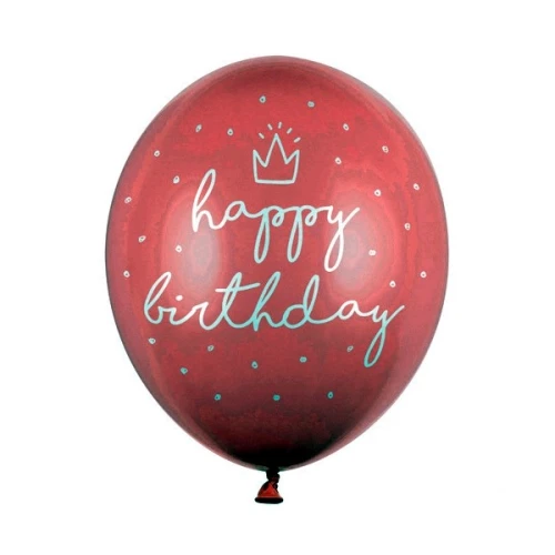 Balony 30cm PARTYDECO strong happy birthday z nadrukiem różowe/pastel baby pink 6szt.