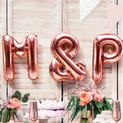Balon foliowy 35cm PARTYDECO litera "P" metalizowany różowe złoto 1szt.