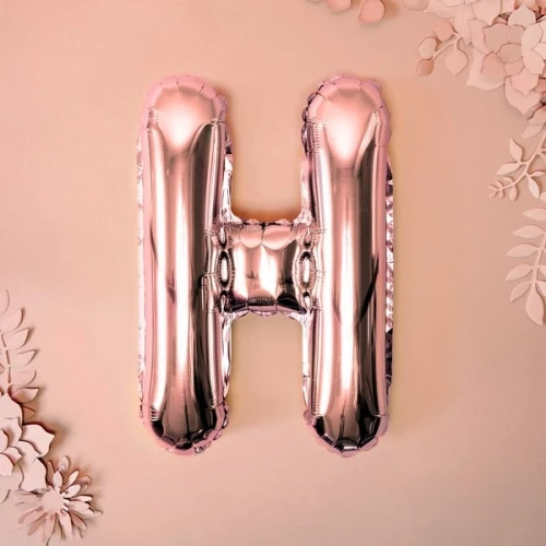 Balon foliowy 35cm PARTYDECO litera "H" metalizowany różowe złoto 1szt.