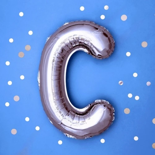 Balon foliowy 35cm PARTYDECO litera "C" metalizowany srebrny 1szt.