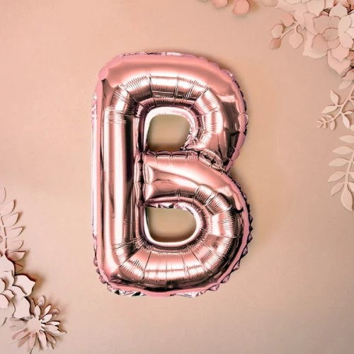 Balon foliowy 35cm PARTYDECO litera "B" metalizowany różowe złoto 1szt.