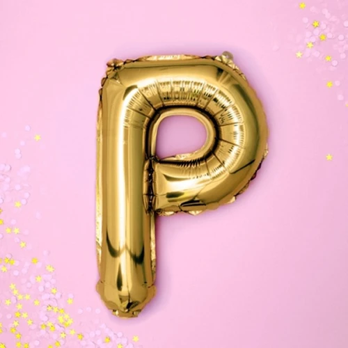 Balon foliowy 35cm PARTYDECO litera "P" metalizowany złoty 1szt.
