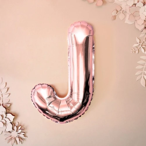 Balon foliowy 35cm PARTYDECO litera "J" metalizowany różowe złoto 1szt.
