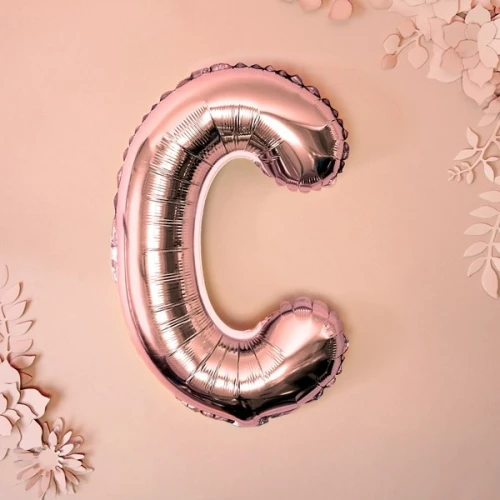 Balon foliowy 35cm PARTYDECO litera "C" metalizowany różowe złoto 1szt.