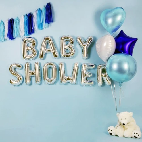 Balon foliowy 45cm PARTYDECO serce metalizowany biały 1szt.