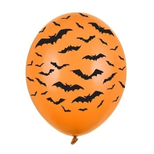 Balony 30cm PARTYDECO strong nietoperze z nadrukiem pastel ciemne pomarańczowe/pastel mandarin orange6szt.