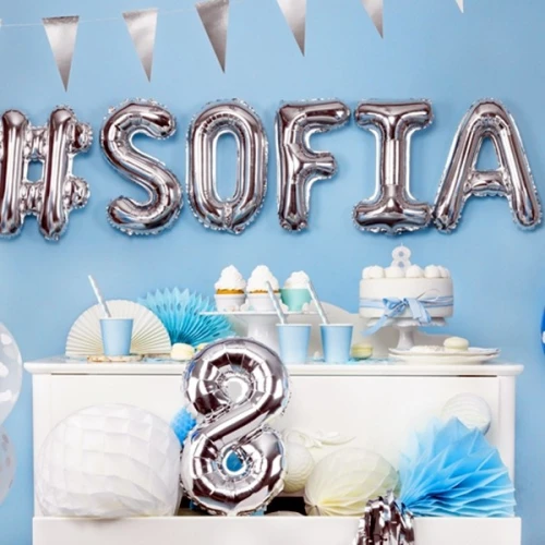 Balon foliowy 35cm PARTYDECO litera "I" metalizowany srebrny 1szt.