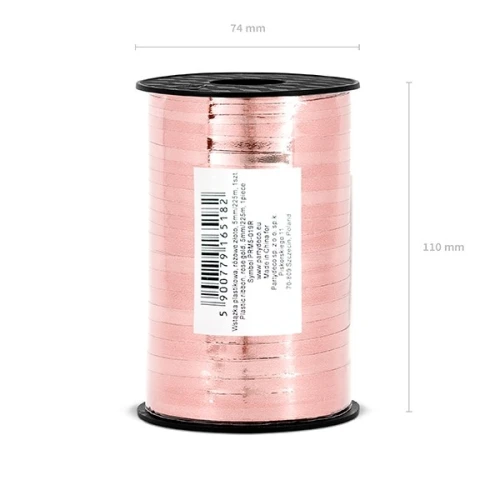 Wstążka plastikowa 5mm x 225m metalizowana różowe złoto 1szt.