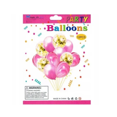 Zestaw balonów zielonych ze złotym konfetti Mk-Trade 30cm 12 sztuk