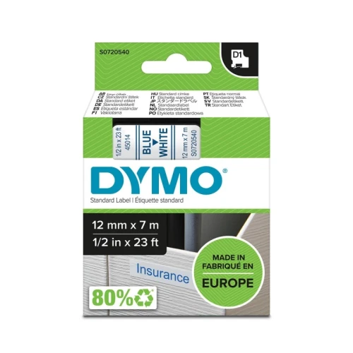 Taśma DYMO 12 mm/7m niebiesko-biała /S0720540/