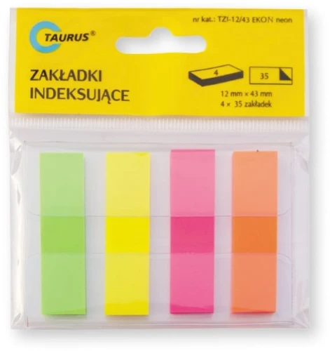 Zakładki indeksujące TAURUS PP EKO NEON, 4x35 szt