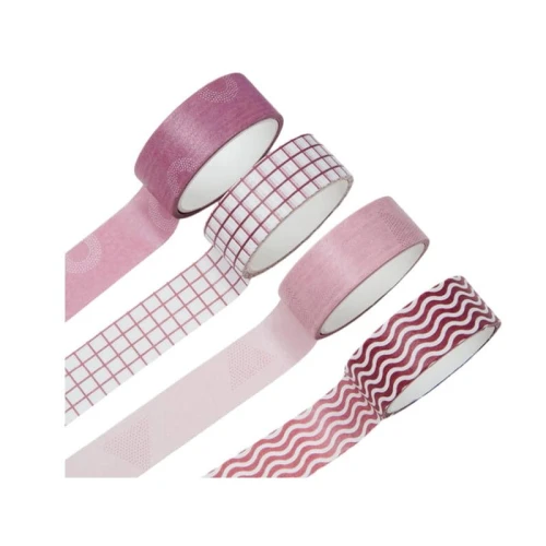 Taśma klejąca/dekoracyjna 1,5cm x 3m MESHU PINK WAVES 4szt.